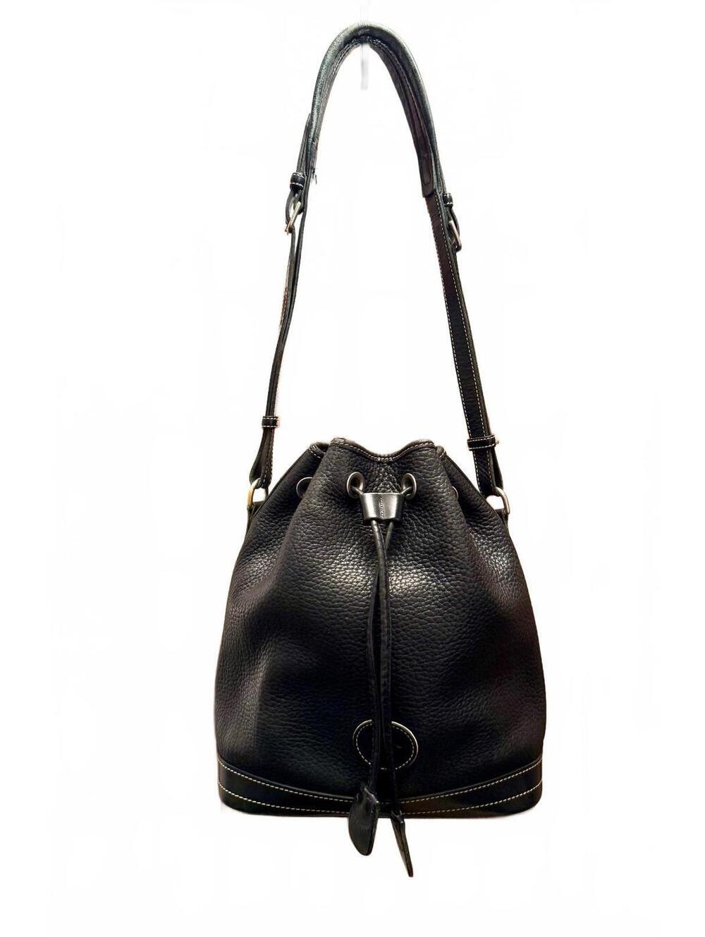 Vintage Dooney & Bourke Leather Black Drawstring Bucket Bag Made in USA